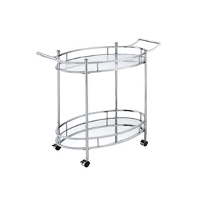 Jinx Contemporary Serving Cart Clear Glass & Chrome Finish 98216-ACME