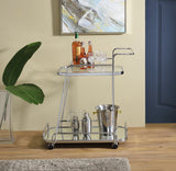 Aegis Contemporary Serving Cart Clear Glass & Chrome Finish 98217-ACME