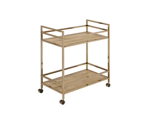 Barb Contemporary Serving Cart Natural & Champagne Finish 98218-ACME