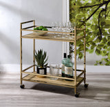 Barb Contemporary Serving Cart Natural & Champagne Finish 98218-ACME