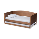 Veles Mid-Century Modern Ash Wanut Finished Wood Daybed with Trundle