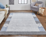 Legacy Contemporary Gabbeh Area Rug, Light Gray/Denim Blue, 9ft-6in x 13ft-6in