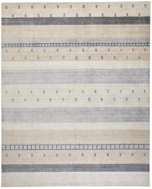 Legacy Contemporary Gabbeh Rug, Beige/Light Gray, 9ft - 6in x 13ft - 6in Area Rug