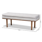 Baxton Studio Arne Mid-Century Modern Greyish Beige Fabric Upholstered Walnut Finished Bench