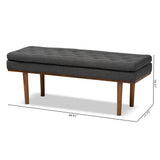 Baxton Studio Arne Mid-Century Modern Dark Grey Fabric Upholstered Walnut Finished Bench