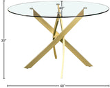 Xander Tempered Glass / Iron Contemporary Brushed Gold Dining Table - 48" W x 48" D x 30" H