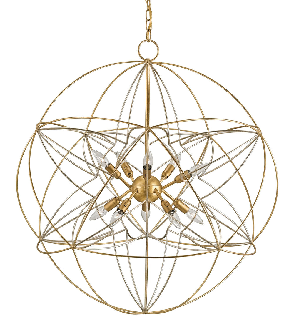 Zenda Orb Chandelier - Stunning Wrought Iron Design with Gold & Silver Leaf Finishes for Luxe Spaces