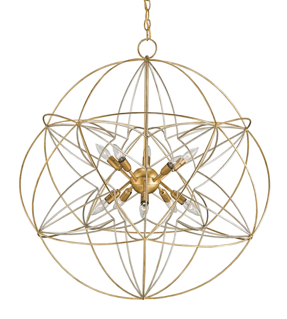 Zenda Orb Chandelier - Stunning Wrought Iron Design with Gold & Silver Leaf Finishes for Luxe Spaces