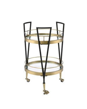 Vries Transitional Serving Cart Black & Gold Finish 98415-ACME