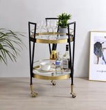 Vries Transitional Serving Cart Black & Gold Finish 98415-ACME