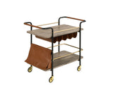 Naude Transitional Serving Cart Natural, Gold & Black Finish 98417-ACME