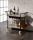 Naude Transitional Serving Cart Natural, Gold & Black Finish 98417-ACME