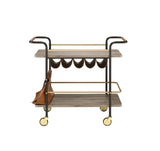 Naude Transitional Serving Cart Natural, Gold & Black Finish 98417-ACME