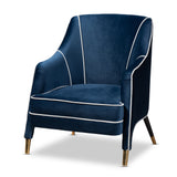 Ainslie Glam and Luxe Navy Blue Velvet Fabric Upholstered Gold Finished Armchair