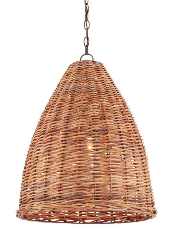 Basket Pendant Light - Natural Arurog Dome Chandelier for Organic Style Home Décor & Lighting