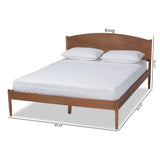 Baxton Studio Leanora Mid-Century Modern Ash Wanut Finished Queen Size Wood Platform Bed