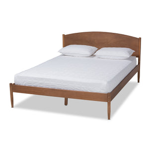 Baxton Studio Leanora Mid-Century Modern Ash Wanut Finished Full Size Wood Platform Bed