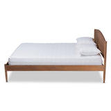 Baxton Studio Leanora Mid-Century Modern Ash Wanut Finished Queen Size Wood Platform Bed