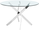 Xander Tempered Glass / Iron Contemporary Chrome Dining Table - 48" W x 48" D x 30" H