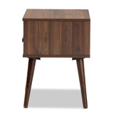 Baxton Studio Quinn Mid-Century Modern Two-Tone White and Walnut Finished 1-Drawer Wood End Table