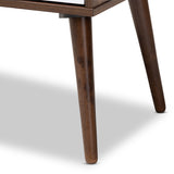 Baxton Studio Quinn Mid-Century Modern Two-Tone White and Walnut Finished 1-Drawer Wood End Table