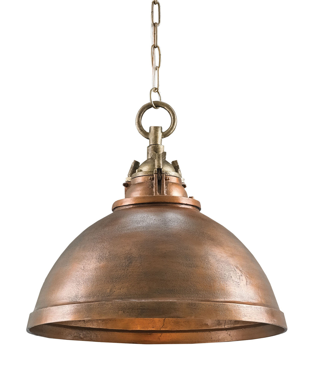 Admiral Pendant Light - Hand-Finished Copper Dome with Antique Brass Details for Rustic Elegance