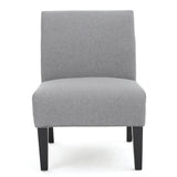 Kassi Contemporary Fabric Slipper Accent Chair, Gray and Matte Black Noble House