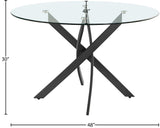 Xander Tempered Glass / Iron Contemporary Matte Black Dining Table - 48" W x 48" D x 30" H