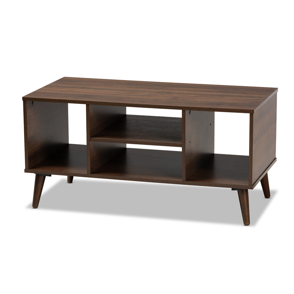 Baxton Studio Linas Mid-Century Modern Walnut Finished Coffee Table 