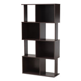 Riva Modern and Contemporary Dark Brown Finished Geometric Wood Bookshelf