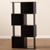 Baxton Studio Riva Modern and Contemporary Dark Brown Finished Geometric Wood Bookshelf