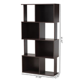 Baxton Studio Riva Modern and Contemporary Dark Brown Finished Geometric Wood Bookshelf