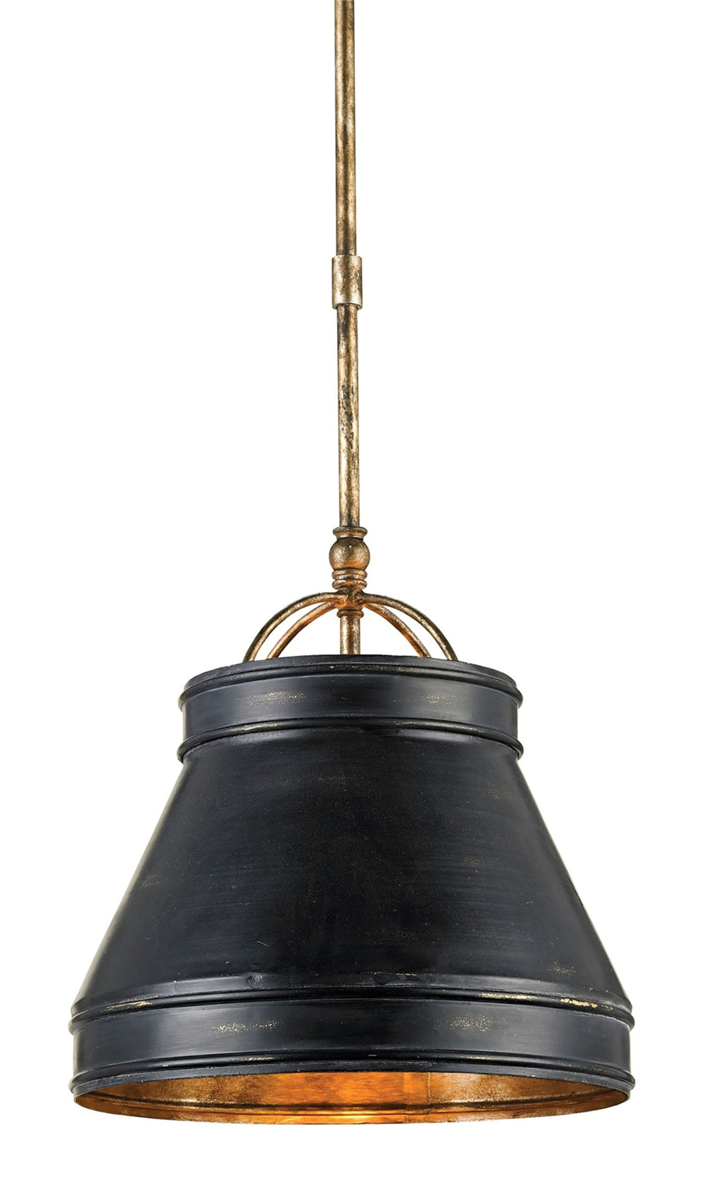 Lumley Black Pendant Light - Urban Chic Wrought Iron Fixture with Adjustable Height & Bronze Interior