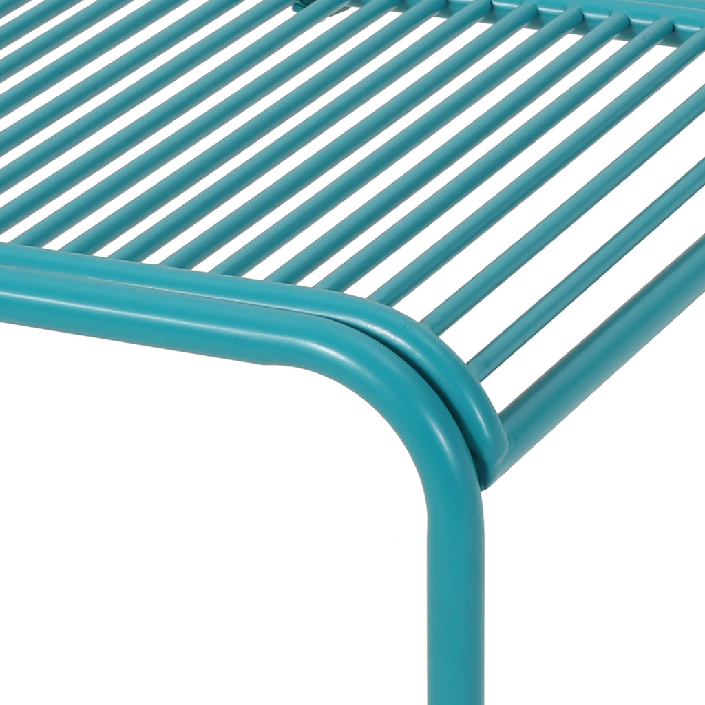 Boston Outdoor Modern Iron Side Table, Matte Teal Noble House
