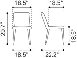 Zuo Modern Manchester 100% Polyester, Plywood, Steel Modern Commercial Grade Dining Chair Set - Set of 2 Gray, Black, Gold 100% Polyester, Plywood, Steel