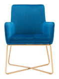 English Elm EE2644 100% Polyester, Plywood, Steel Modern Commercial Grade Arm Chair Blue, Gold 100% Polyester, Plywood, Steel