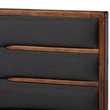 Baxton Studio Elin Modern and Contemporary Dark Grey Fabric Upholstered Walnut Finished Wood King Size Platform Storage Bed with Six Drawers