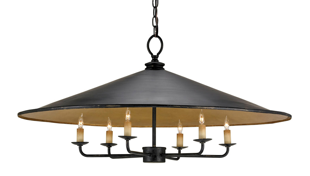 Brussels Pendant Chandelier - Elegant French Black & Gold, 6-Light Wrought Iron Design for Indoors