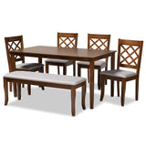 Andor Modern and Contemporary Fabric Upholstered Wood 6-Piece Dining Set