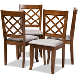 Brigitte Modern and Contemporary Grey Fabric Upholstered and Walnut Brown Finished Wood 4-Piece Dining Chair Set
