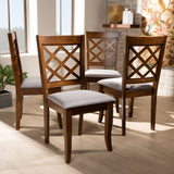 Baxton Studio Brigitte Modern and Contemporary Grey Fabric Upholstered and Walnut Brown Finished Wood 4-Piece Dining Chair Set