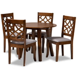 Mya Modern and Contemporary Fabric Upholstered and Wood 5-Piece Dining Set