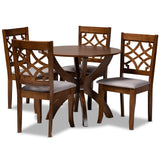 Sandra Modern and Contemporary Fabric Upholstered and Wood 5-Piece Dining Set