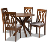 Callie Modern and Contemporary Fabric Upholstered 5-Piece Dining Set