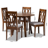 Baxton Studio Pia Modern and Contemporary Grey Fabric Upholstered and Walnut Brown Finished Wood 5-Piece Dining Set