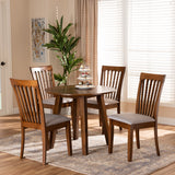 Lida Modern and Contemporary Grey Fabric Upholstered and Walnut Brown Finished Wood 5-Piece Dining Set