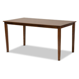 Minette Modern and Contemporary Grey Fabric Upholstered and Walnut Brown Finished Wood 6-Piece Dining Set