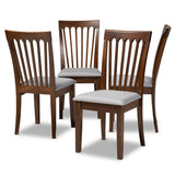 Minette Modern and Contemporary Grey Fabric Upholstered Walnut Brown Finished Wood Dining Chair Set