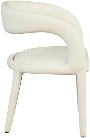 Sylvester Faux Leather / Engineered Wood / Foam Contemporary Cream Faux Leather Dining Chair - 23.5" W x 22" D x 31" H