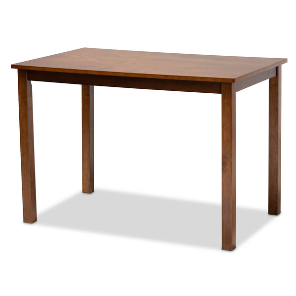 Baxton Studio Caron Modern and Contemporary Grey Fabric Upholstered Walnut Brown Finished Wood 5-Piece Dining Set